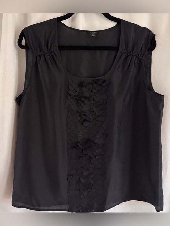 Talbots Tops - Talbot’s Black Ruffle-Front Scoop Neck Sleeveless Blouse ~ Size 14 Petite